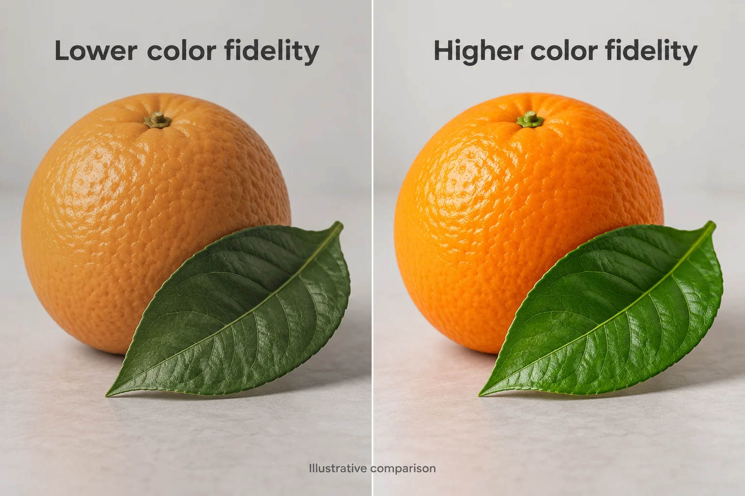 color rendering effect on orange fruit