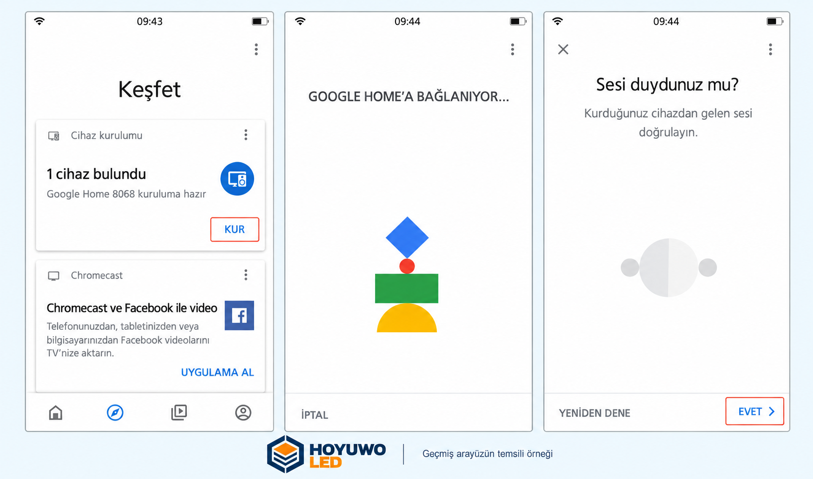 Cài Google Home: ảnh màn hình lịch sử